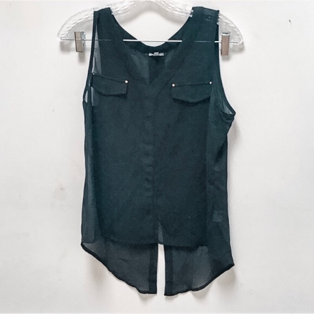 Charlotte Russe black sheer sleeveless blouse